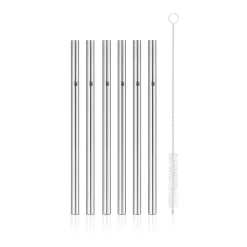 Baric Trinkhalm-Set Cromargan®, 18 cm, 6-teilig plus mit Reinigungsbürste|WMF Best