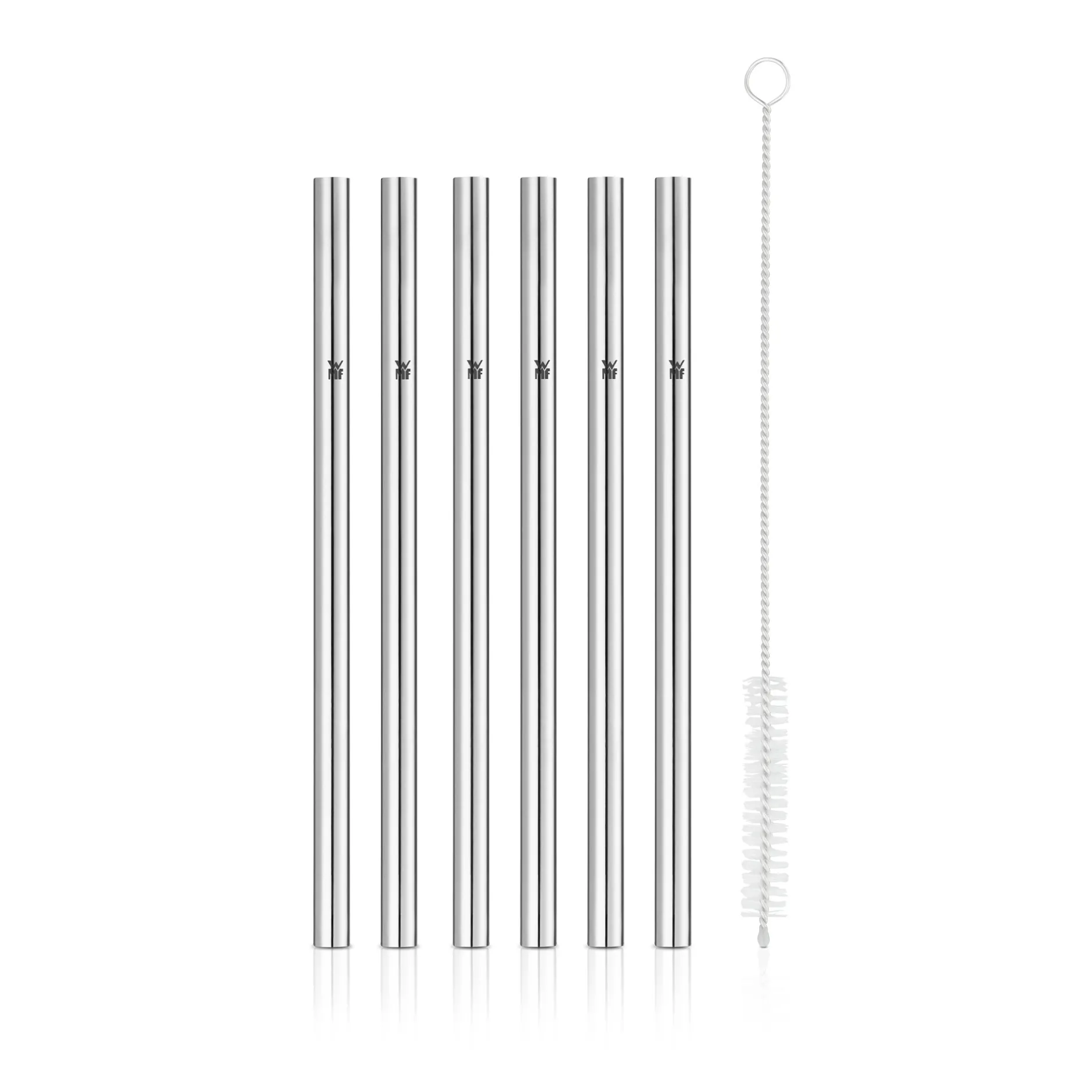 Baric Trinkhalm-Set Cromargan®, 18 cm, 6-teilig plus mit Reinigungsbürste|WMF Best