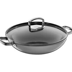 Fusiontec Mineral Wok mit Glasdeckel, 32 cm, Platinum|WMF Discount