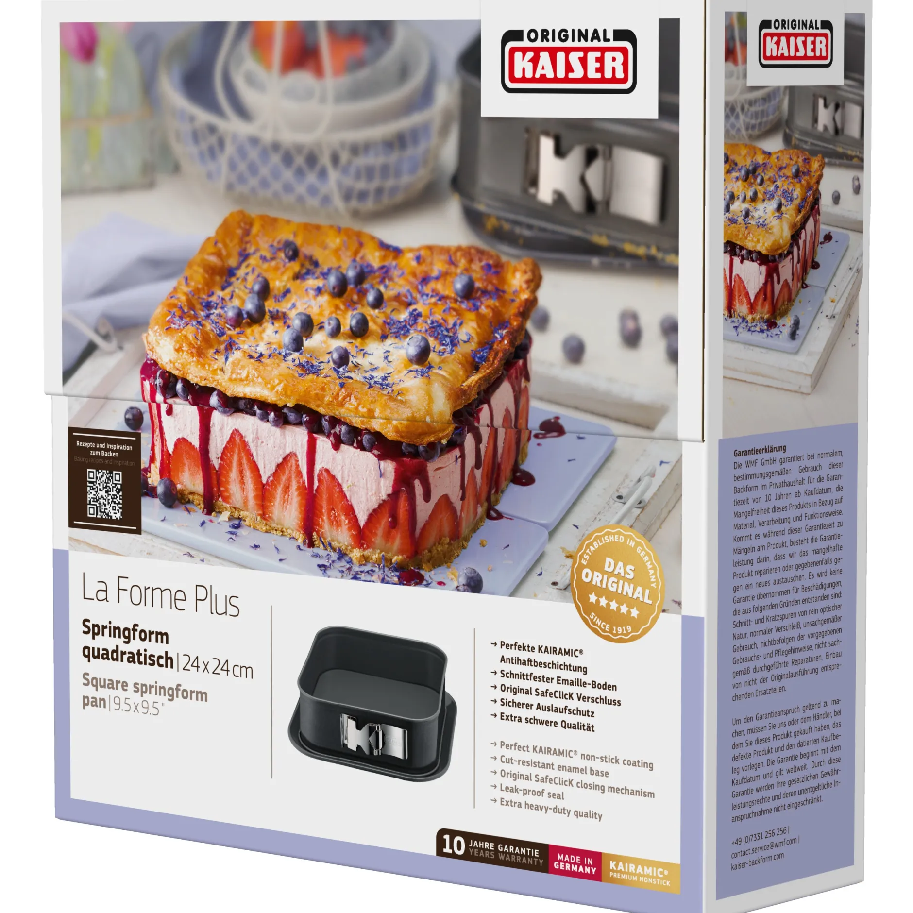 KAISER La Forme Plus Springform mit SafeClick, quadratisch, 24 x 24 cm|WMF Clearance
