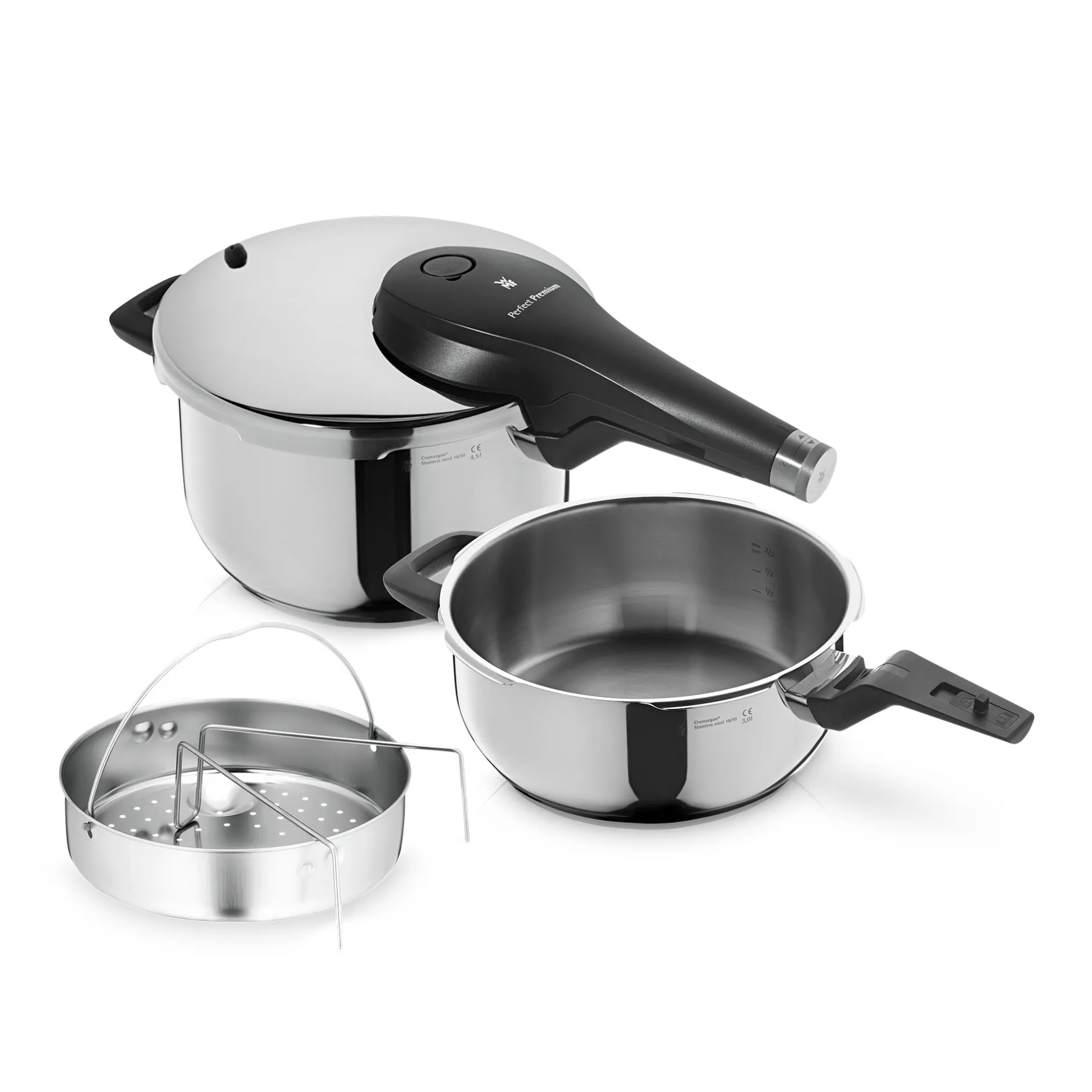 Perfect Premium One Pot Schnellkochtopf-Set mit Dampfgareinsatz, 22 cm, 4,5 und 3,0 Liter|WMF Discount