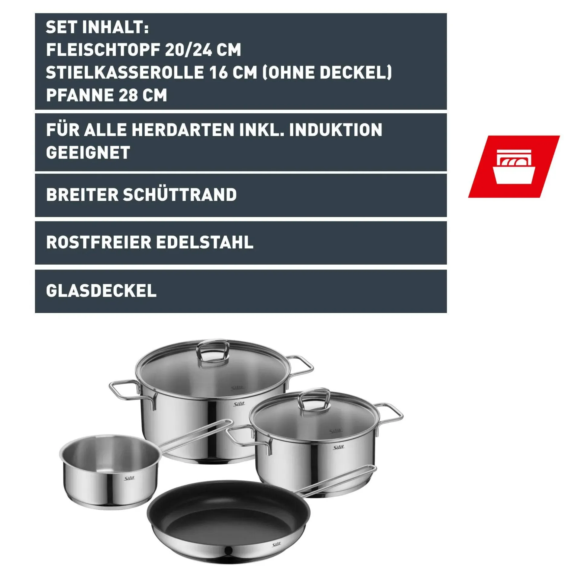 Silit Alicante Kochgeschirr-Set, 4-teilig|WMF Best