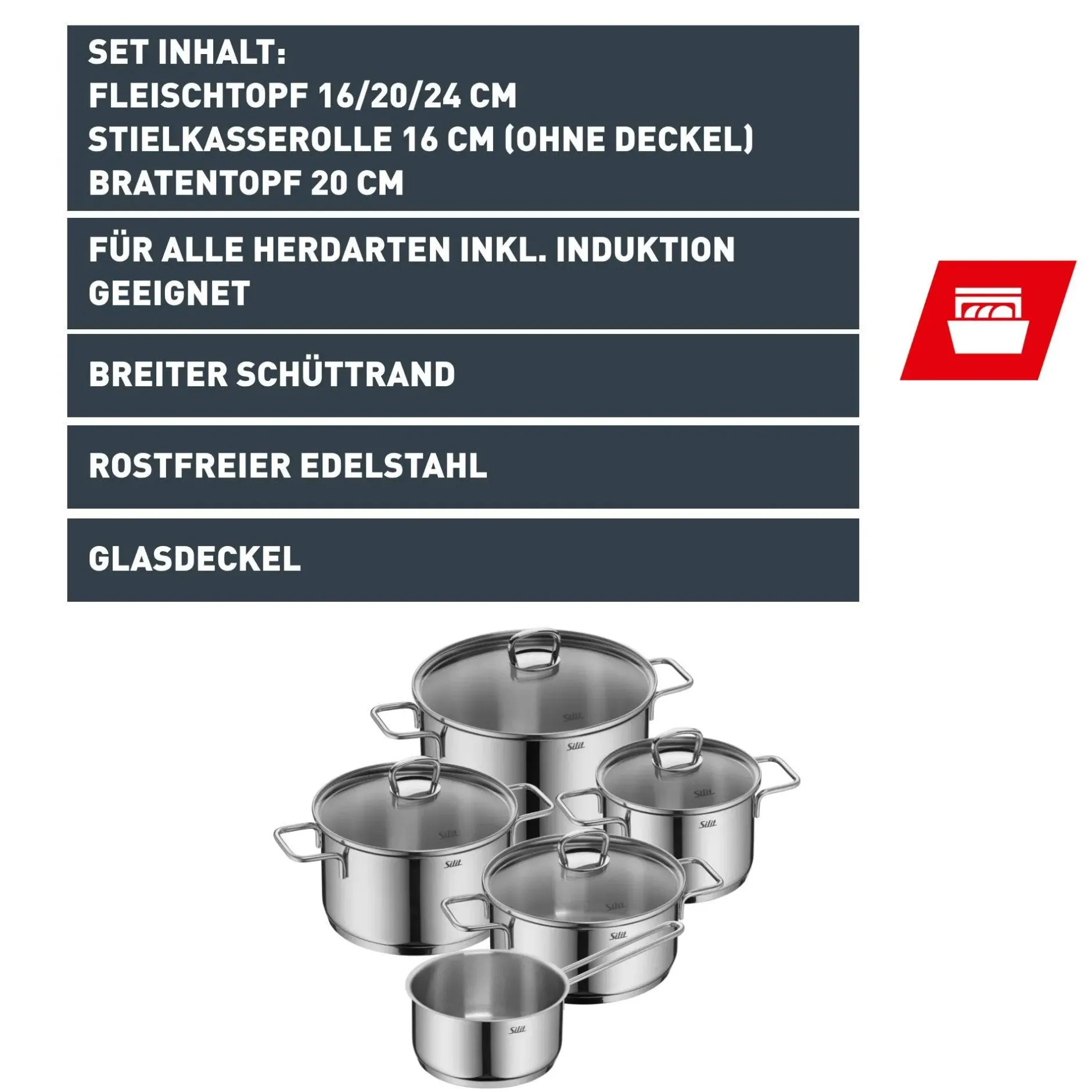 Silit Alicante Topf-Set, 5-teilig|WMF Outlet