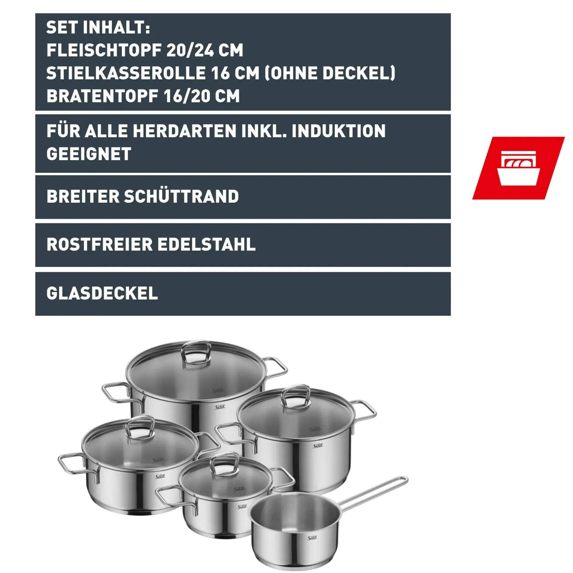 Silit Alicante Topf-Set, 5-teilig|WMF Sale