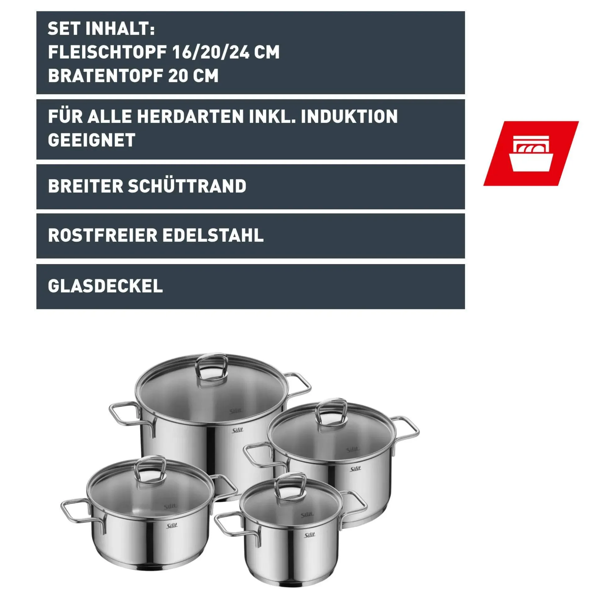 Silit Alicante Topf-Set, 4-teilig|WMF Clearance