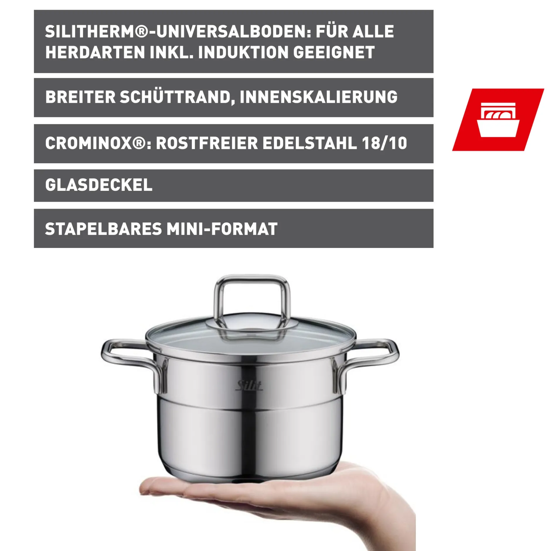 Silit Extra Cook Mini-Kochtopf 14 cm mit Glasdeckel|WMF Clearance