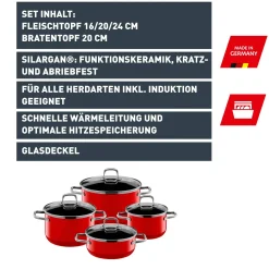 Silit Silargan® Elegance Topf-Set, 4-teilig, Red|WMF New
