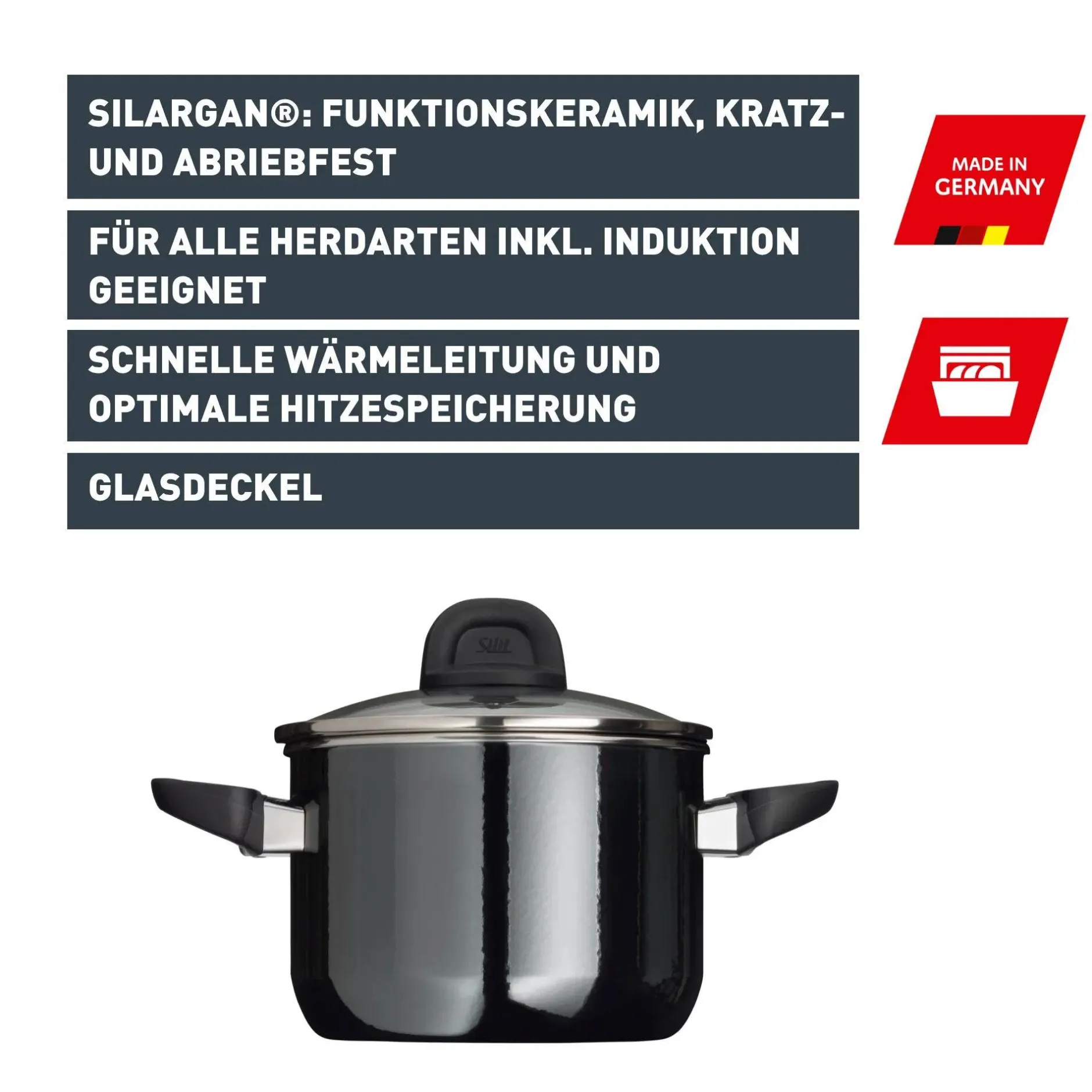 Silit Silargan® Modesto Bratentopf mit Deckel, 20 cm, Black|WMF Sale