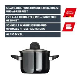 Silit Silargan® Modesto Kochtopf mit Deckel, 16 cm, Black|WMF