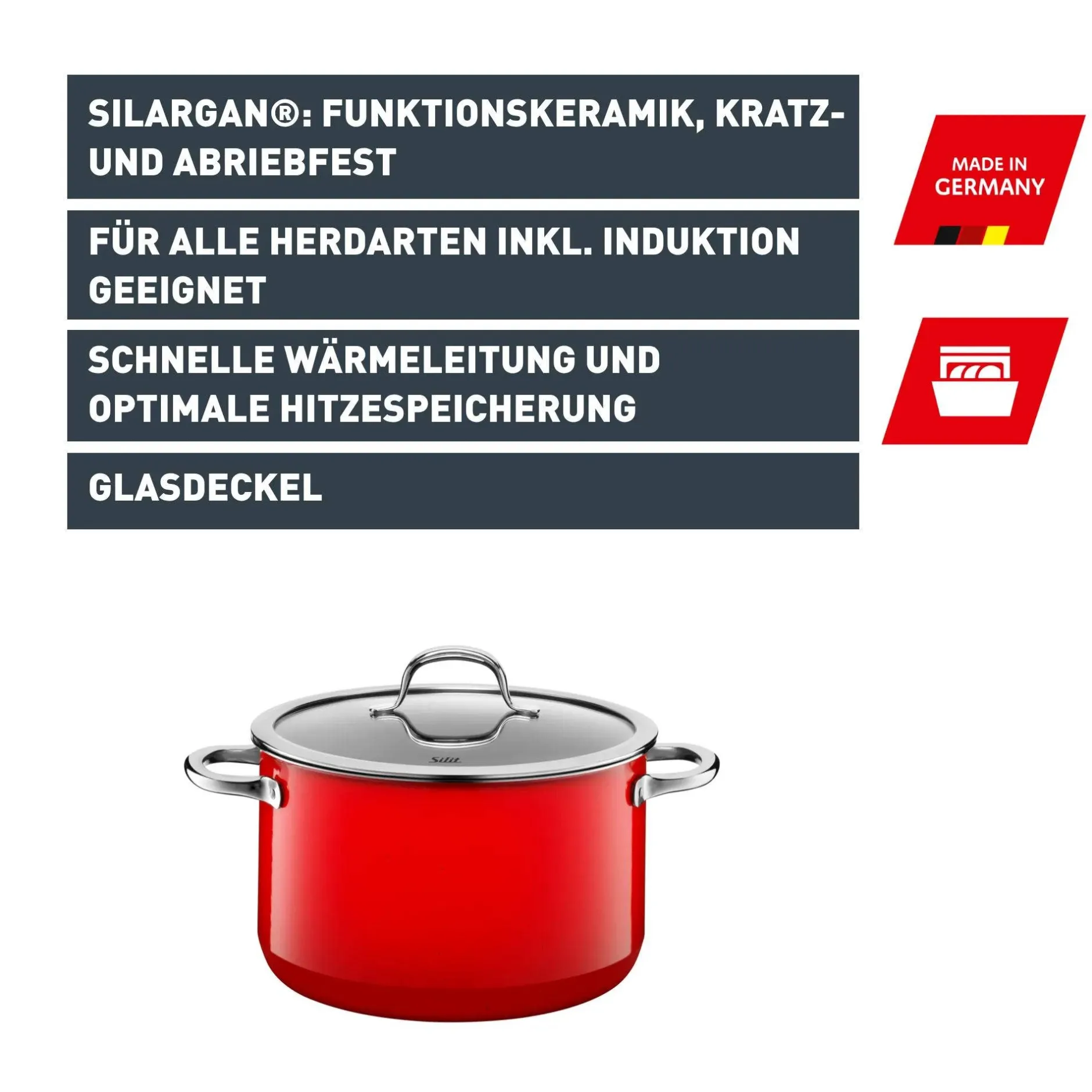 Silit Silargan® Passion Bratentopf mit Deckel, 24 cm, Red|WMF Best