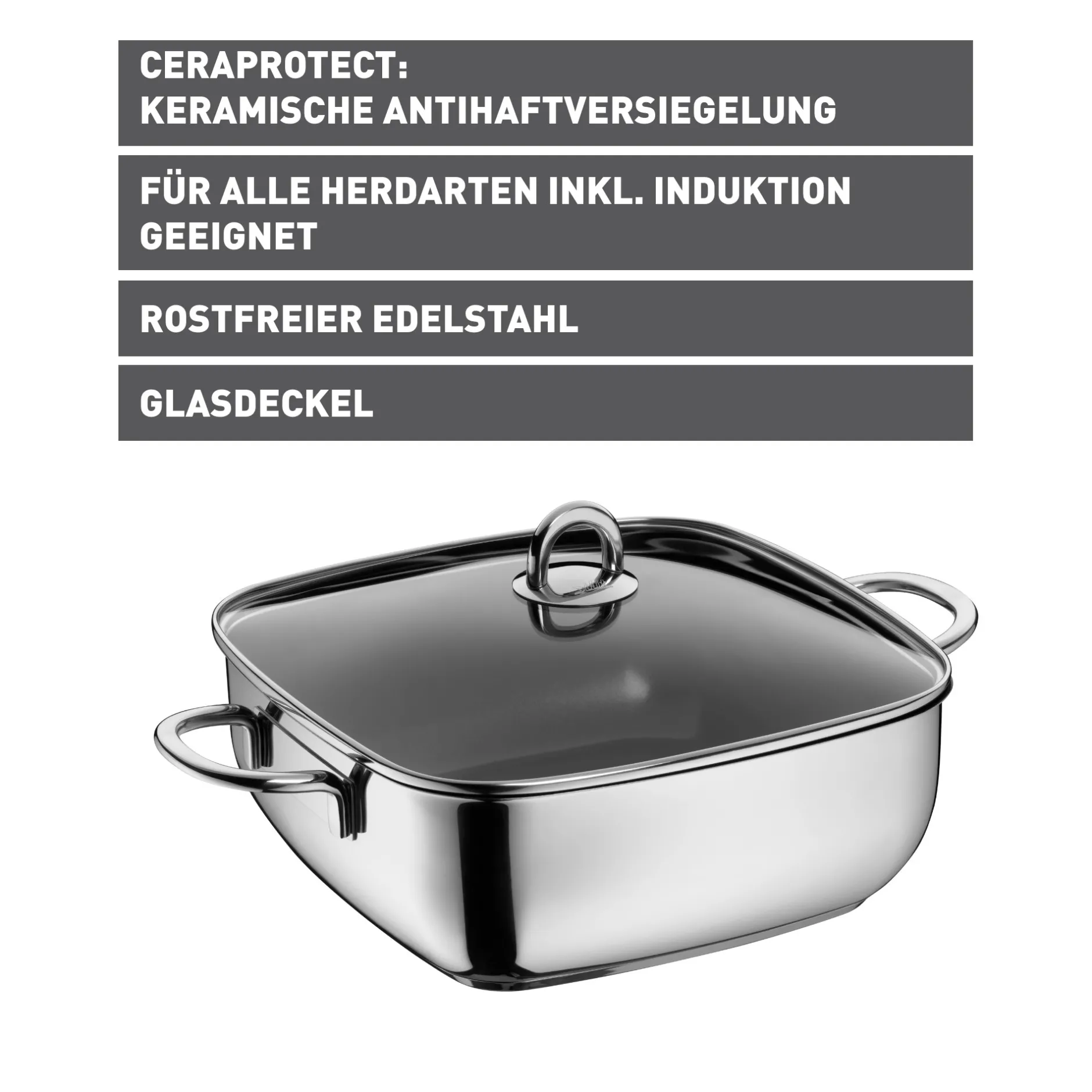 Silit Studio Schmorkasserolle mit Glasdeckel, 29 x 29 cm|WMF Sale
